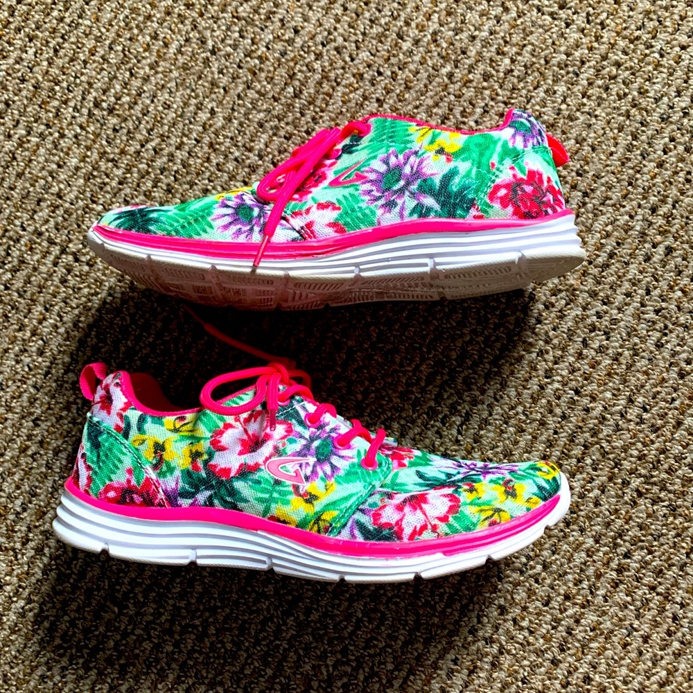 Sz 10 bright floral sneakers